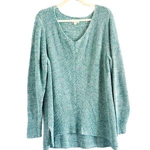 Style & Co. V-Neck Sweater in Teal Heather 1X